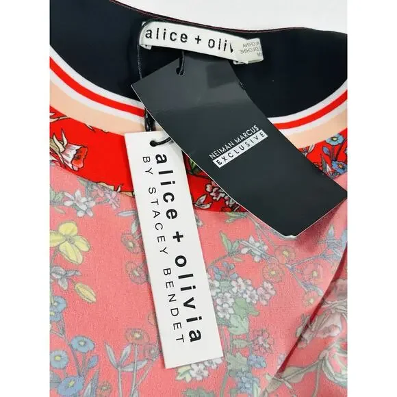 NWT Alice & Olivia Lydia Tie Front Scarf Print Crop Top SzM Versatile Trendy Fun - Picture 10 of 14